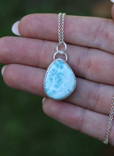 Double-Sided Larimar Sun Pendant