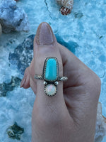 Handmade Turquoise and Ethiopian Opal Ring Size 8