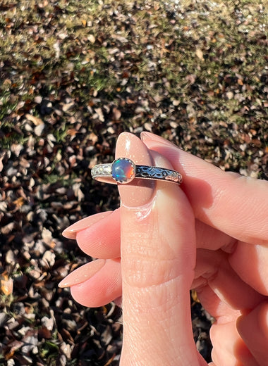 Handmade Black Opal Ring Size 8