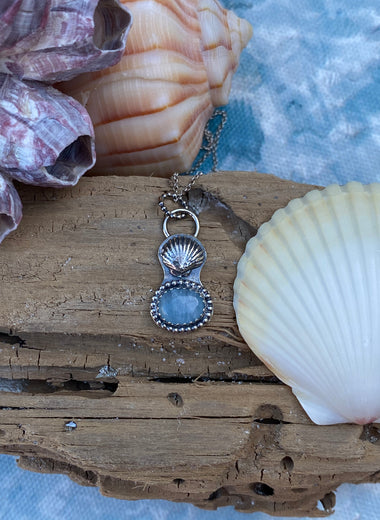 Aquamarine & Seashell Pendant